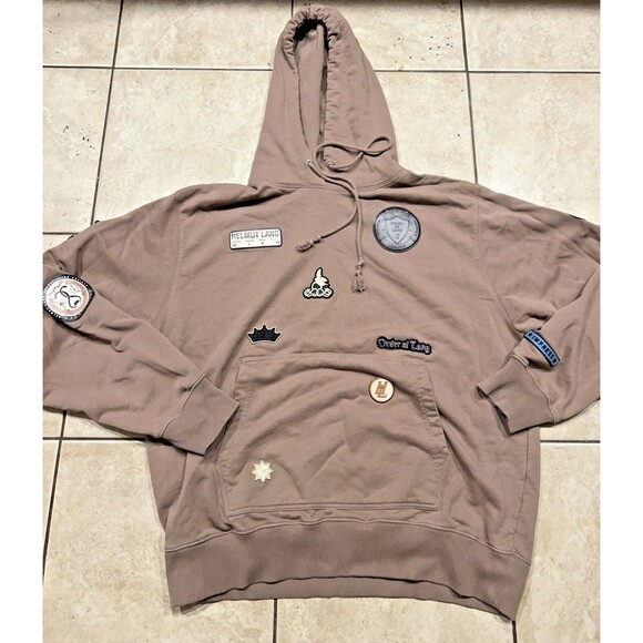 Helmut Lang Hoodie Mens XL Rose Gold Societas Cotton Sweater Sweatshirt Casual - Picture 1 of 9